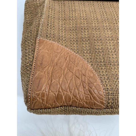 Prada Paglia Straw & Black cocco Lu Crocodile  Bag - Picture 7 of 12